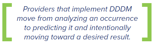 Providers that implement DDDM move from analyzing an occurrance to predicting it