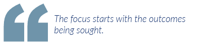 The focus starts with the outcomes being sought