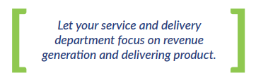 Let your service and delivery department focus on revenue generation and delivering product.