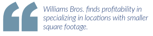 Williams Bros. finds profitability in specializing in locations with smaller square footage.